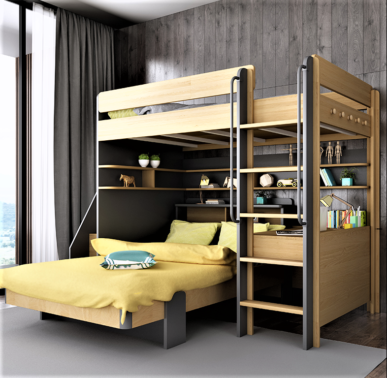 TEOM L-shaped Bunk Bed | Stylish &amp; Space-saving Bunk Bed | EzSpace