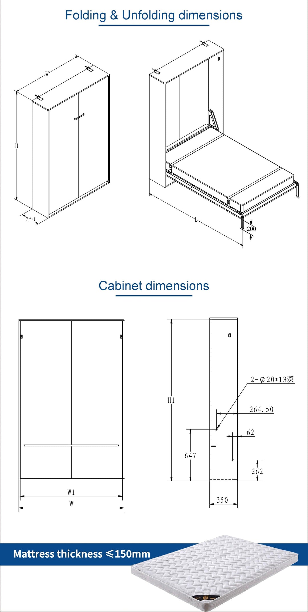 EzSpace Beds &amp; Bed Frames Nobu Wallbed Vertical Fold-out | Modern Design Murphy Bed | EzSpace