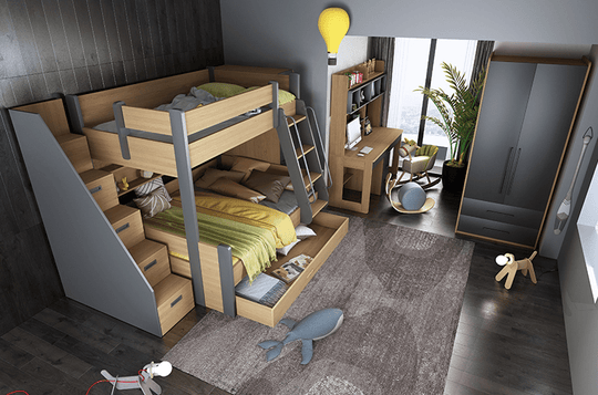 EzSpace Bunk Bed TEOM Bunk Maxi | Modern Design &amp; Space Saving for Small Bedrooms | EzSpace