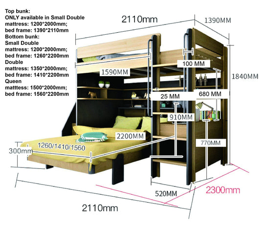 EzSpace Loft Bed TEOM Loft Bed | Modern Design &amp; Space Saving | EzSpace Available for immediate dispatch