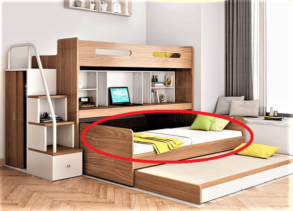 Loft bed with bottom outlet bed
