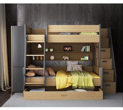 TEOM Pull-out Wardrobe with TEOM Bunk Maxi and TEOM Stair | Stylish & Space-Saving Wardrobe | EzSpace